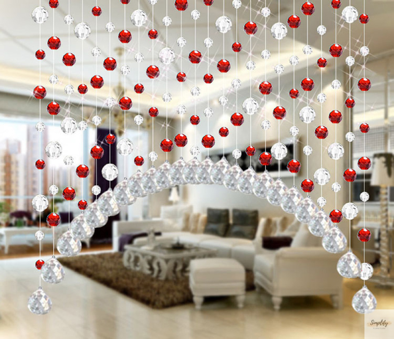 Rèm hạt cườm pha lê cho phòng khách.